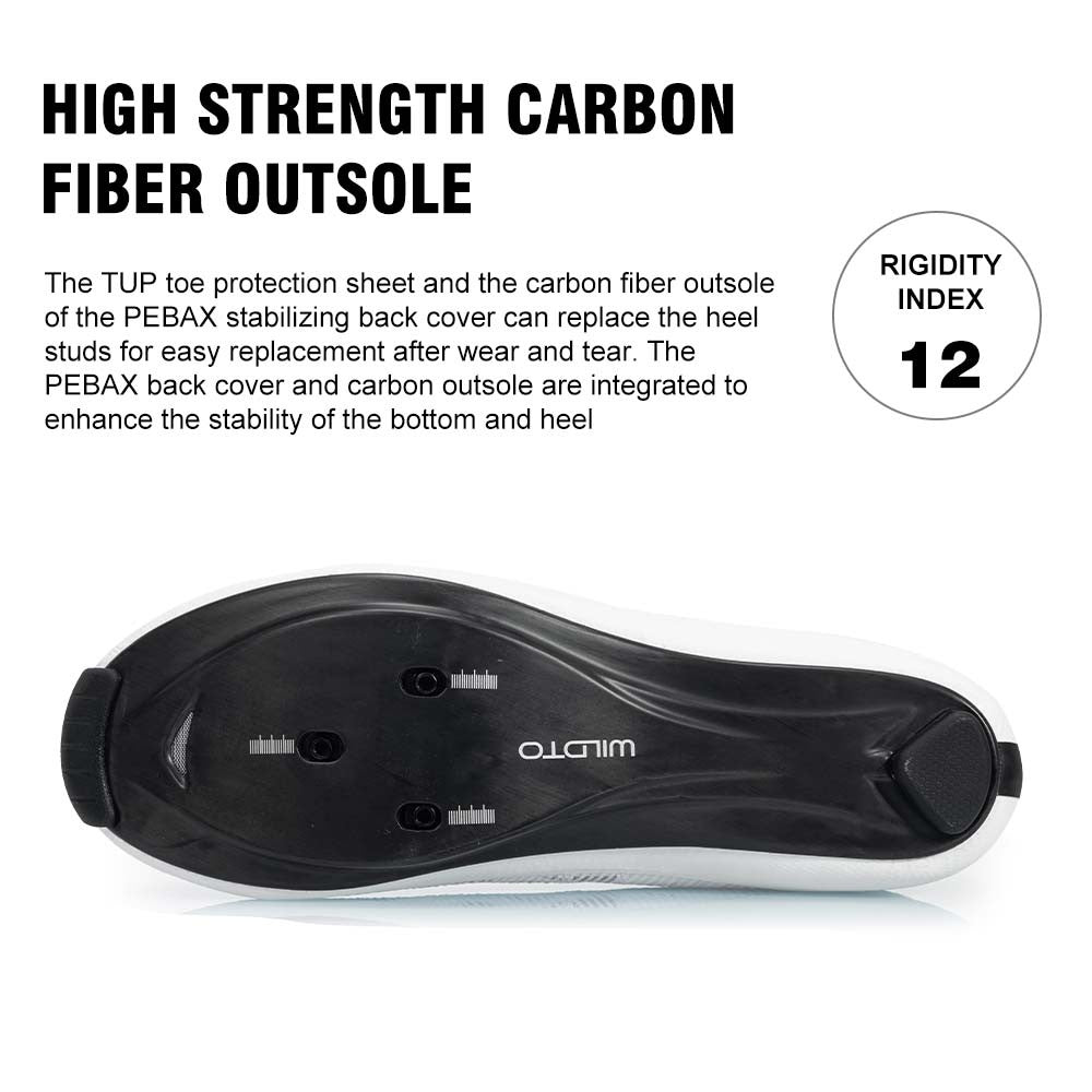 WILDTO Ultralight Cycling Shoes Men's Road Bike Shoes Hardness12 Carbon Fiber Professional Self-locking SPD Cleats Footwear