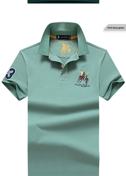 Summer Polo Shirt Men Cotton Casual Embroidery Polo T Shirt Solid Short Sleeve Lapel Button Shirt Business Fashion Designer Male