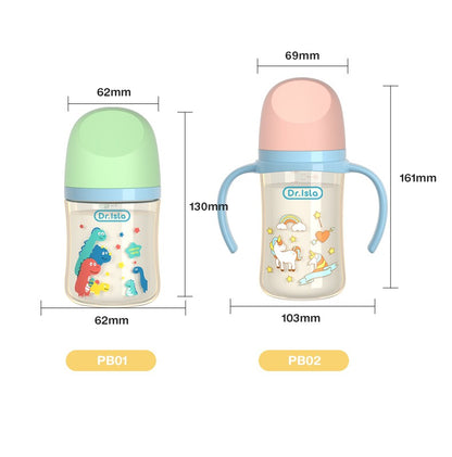 MAMIJOY 160/240ML PPSU Baby Bottle Double Handle Infant Drop-proof Baby Wide-caliber Milk Bottle Newborn Feeding Bottle BPA Free