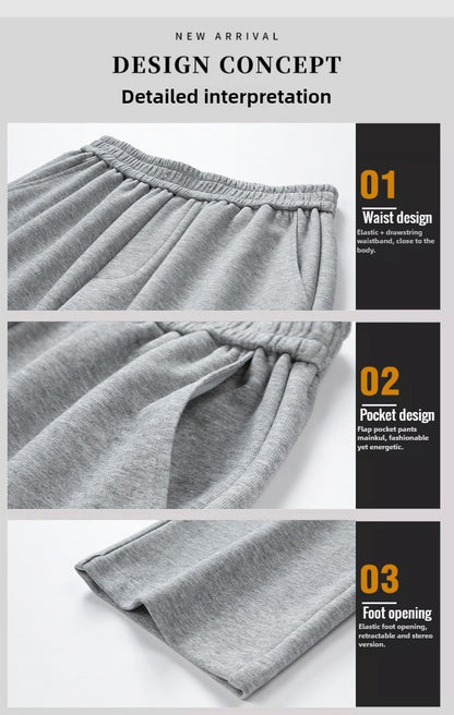 2024 New in Wide Leg Pants Men Autumn Straight Elastic Waist Baggy Cargo Trouser Male Relaxed Streetwear Sweatpant Plus Size Big