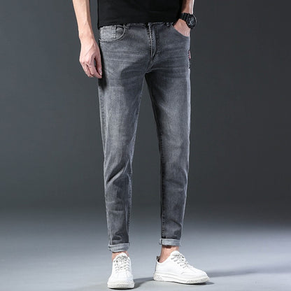 2024 Men's Fashion and Casual New Four Seasons Lightweight Long Pants Men's denim pants Straight leg pants Elastic jeans