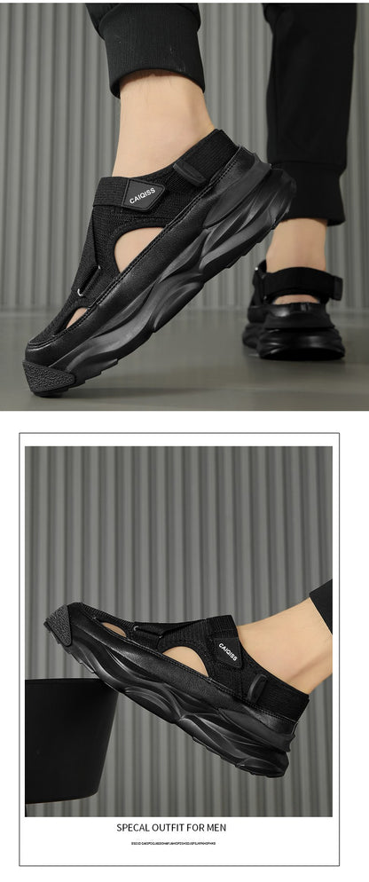Men's Sandals Summer Platform Slippers Non-Slip Beach Pool Sandals Mesh Hole Men's Garden Shoes Flip Flop Outdoor Water Shoes