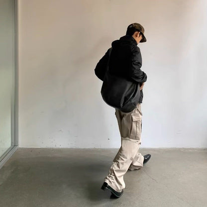 Vintage Style Men's Crossbody Bag?? Large Capacity ??Large Size?? Messenger Bag PU Leather Pleated Tote Bag?? Daily Use??