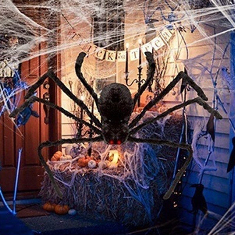 Halloween Aranha de Pelúcia Grande Decoração de Halloween de Terror Adereços de Festa Decoração Gigante de Aranha para Exterior Brinquedo de Pelúcia de Aranha Preta de 30-200cm