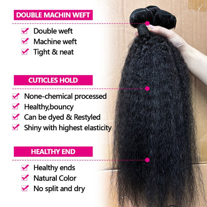 Cabelo Humano Liso Kinky Grau 12A, 100% Cabelo Humano Yaki Liso, 20 22 24 Polegadas, Entrega em 3-5 Dias