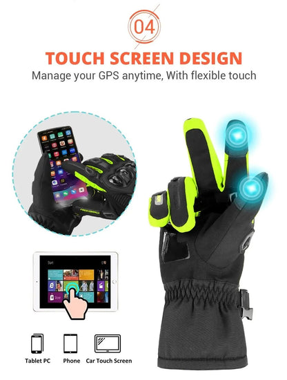 Luvas de Motocicleta Impermeáveis Masculinas de Inverno Luvas Protetoras de Motocicleta Quentes à Prova de Vento para Motocross com Tela Sensível ao Toque
