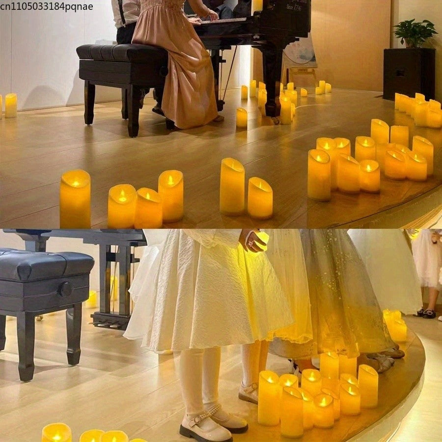 10-240pcs Flameless Fake Candle LED Flickering Candles with Remote Control Battery Operated Pillar Candles for Valentine's Day