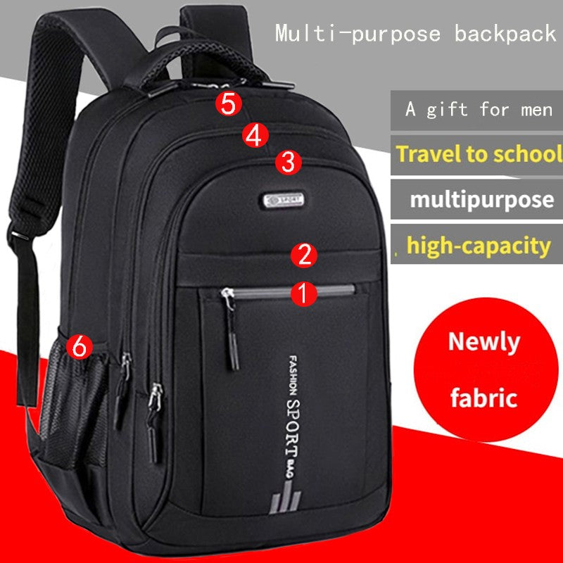 Unisex Large Capacity Backpack, Business Travel Laptop Bag, Multi-Compartment Design, Adjustable Straps, Ideal for Work Leisure