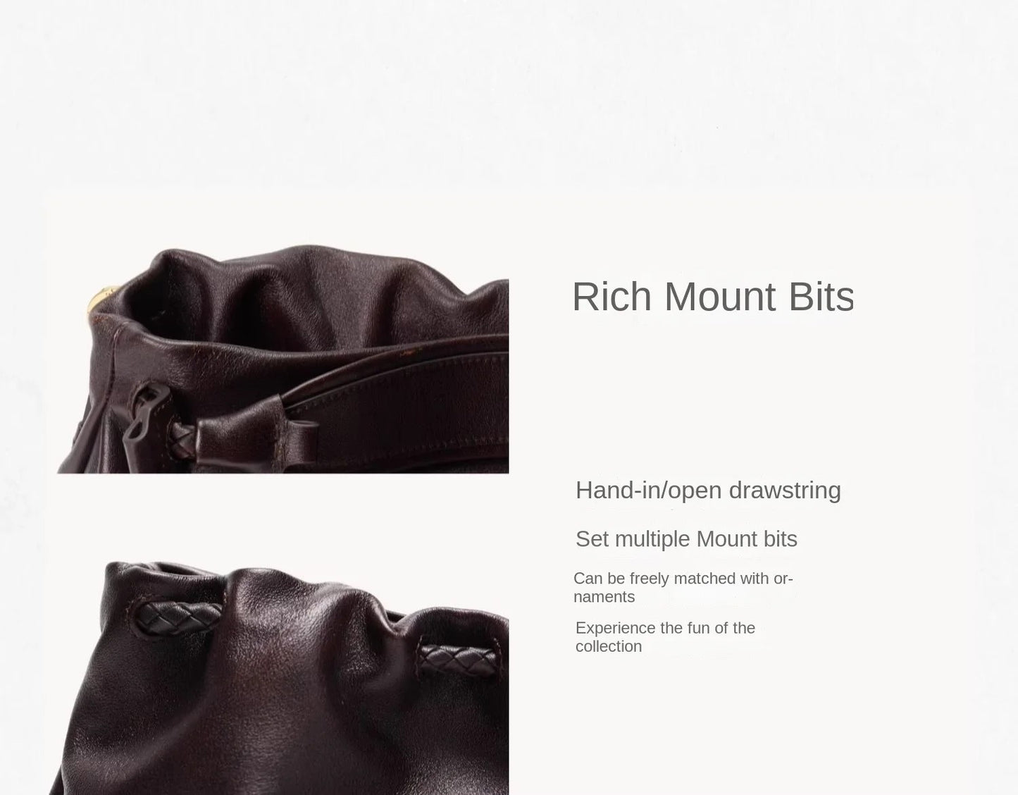 Songmont Genuine Leather Mini Bucket Bag Adjustable Drawstring Multi Straps White Black Blue Casual Chic Crossbody Bag Oversized