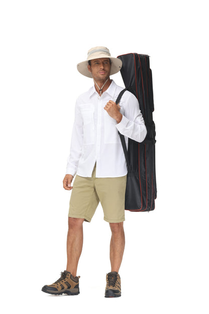 Summer Men's UPF 50+ Casual Long Sleeve Fishing Shirts, Lightweight Tactical Button Down Shirt with Breathable Back Mesh