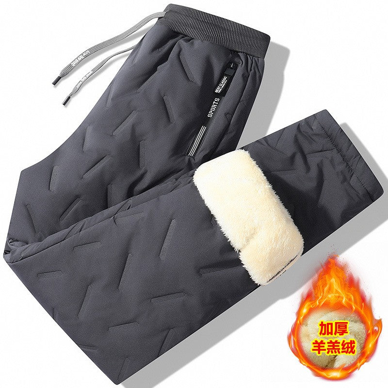 Calça Casual com Cordão Elástico na Cintura Moletom Esportivo Calça Folgada de Inverno Masculina Roupas Masculinas Quentes à Prova de Vento Y2k?