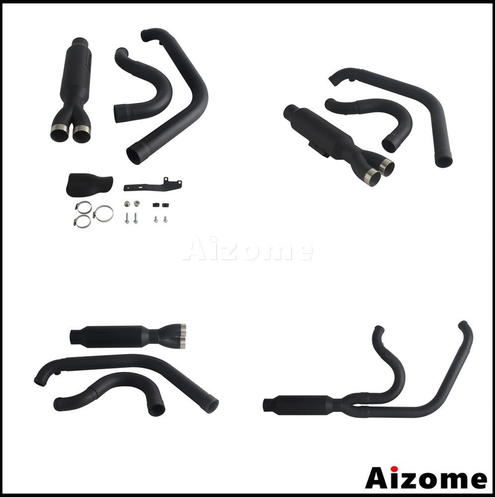 Motorcycle Racing 2-in-1 Exhaust Muffler 2.2" TIG Welded For Harley Dyna Fat Bob Street Bob Low Rider Super Wide Glide 2006-2017