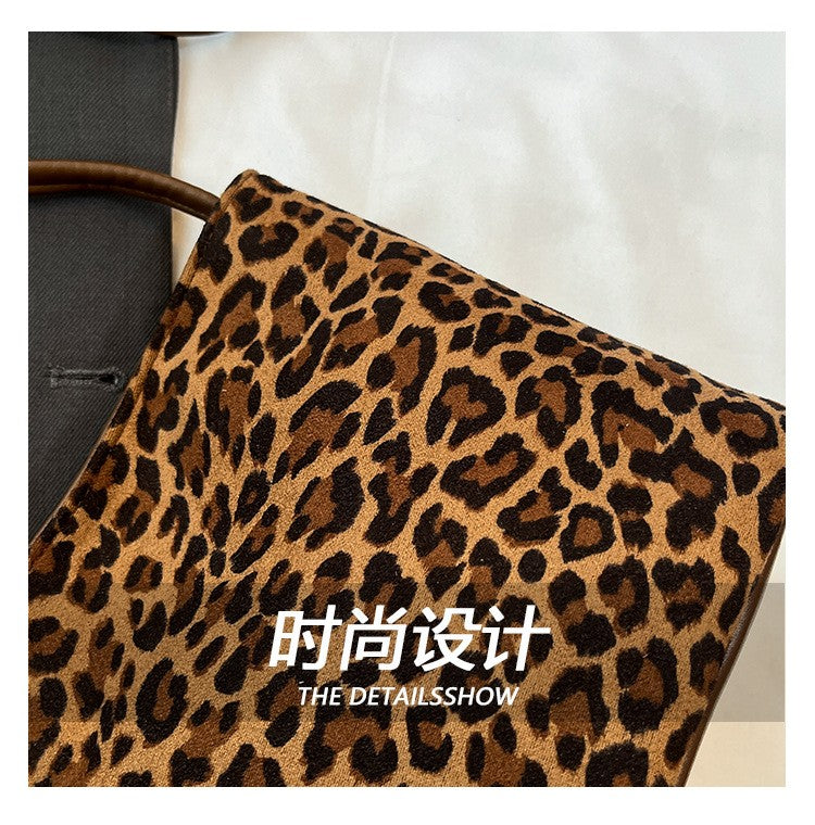 Design PU Suede Leopard Shoulder Bags for Women 2025 New Winter Crossbody Bag Females ?Luxury Handbags and Purses Bucket