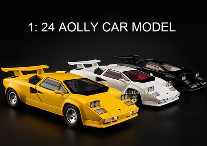 1:24 Countach LP500S VENENO Miniatura de Carro Esportivo Brinquedo Liga Fundida Luz e Som Puxar para Trás Portas Abertas Coleção Supercarro