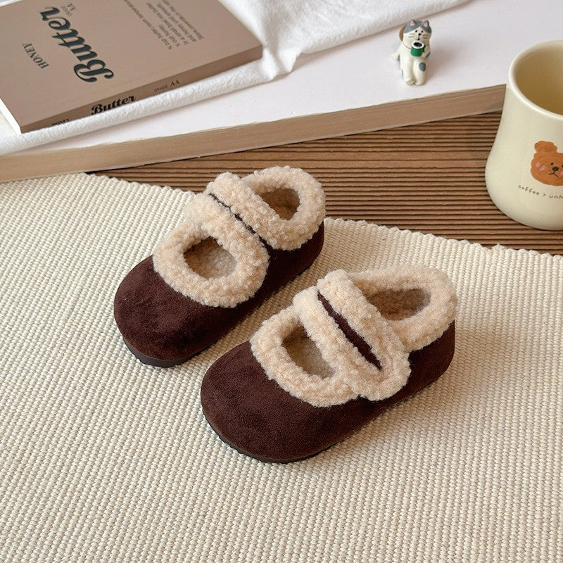 Children's Cotton Shoes 1-18 Years Old Beige Padded Thickened Boys Girls Walking Shoes Brown Soft Bottom Non-slip Kids Fur Shoes