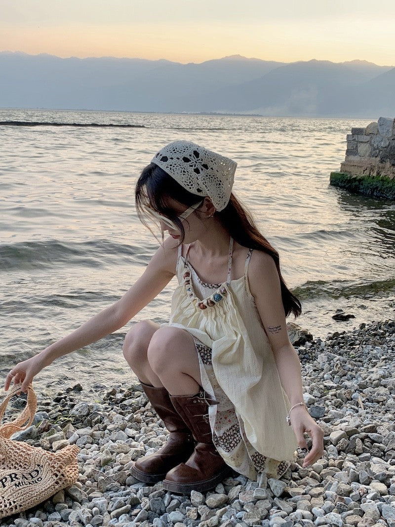 Vacation Mode Floral Slip Dress Women Mixed Print Layering Piece Slender Silhouette Destination Dress Coastal Grandmother Style