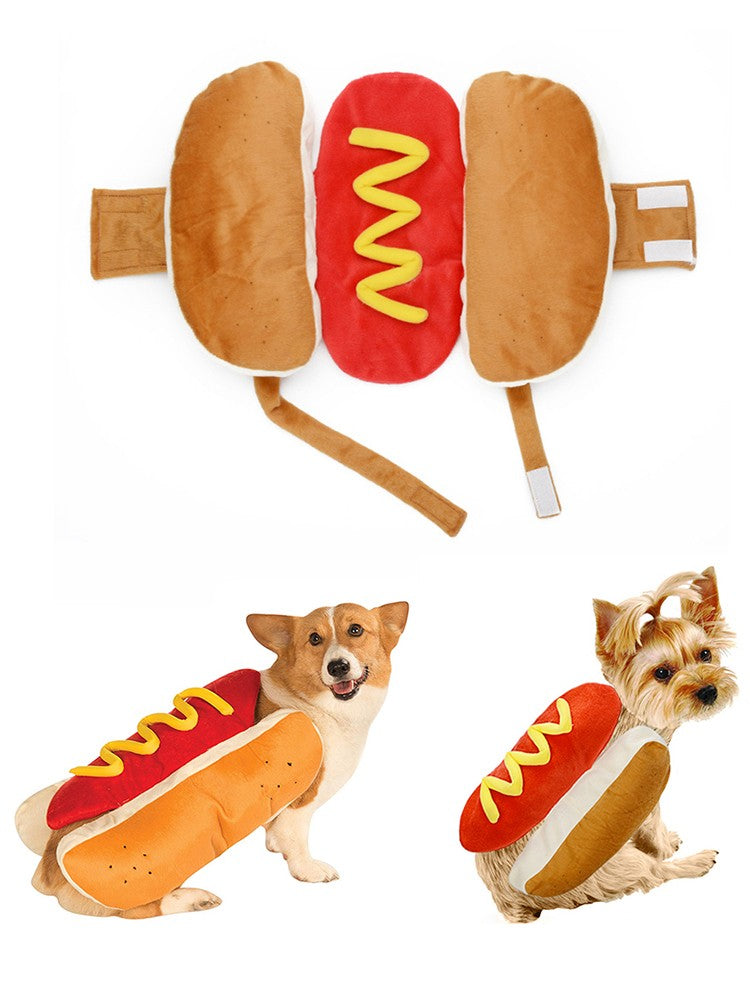 Roupa de Cachorro Hot Dog Para Pets Fantasia Engraçada de Salsicha de Dachshund para Inverno Quente