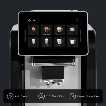 Mcilpoog WS817 -7"colorfAutomatic Espresso Machine with Milk Frother,  21 Flavors for Home & Office