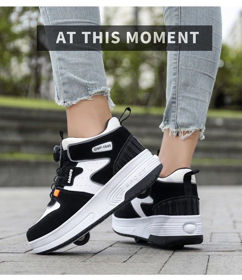 Children Junior Roller Skate Shoes Kids Sneakers with Two Boys Girls Wheels Shoes Running Adult Casual Boys Shoes size 31-42