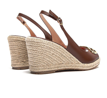 Women's Sandals Black Comfortable Wedge Platform Shoes Hand Woven High Heels