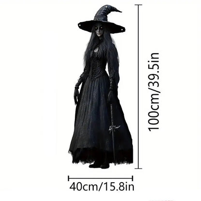Gothic Halloween Witch Hanging Flag Horror Evil Background Cloth Halloween Atmosphere Haunted House Indoor Outdoor Decor