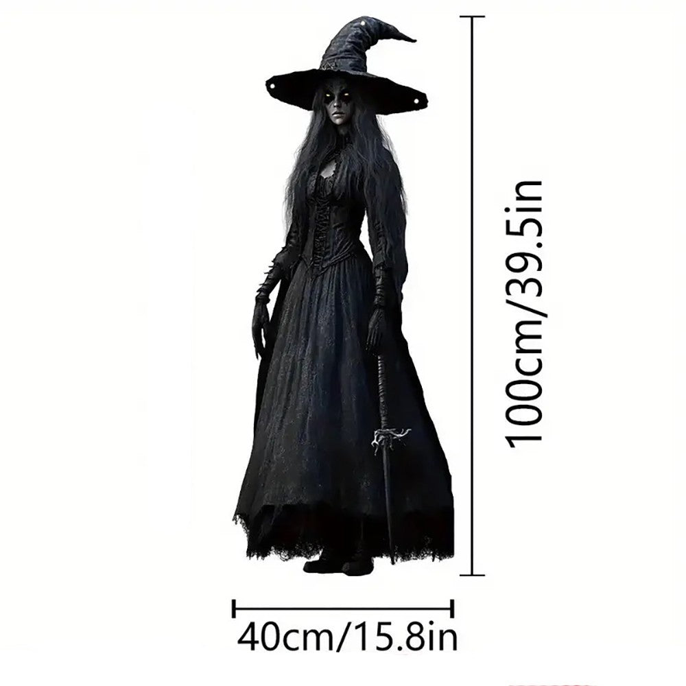 Gothic Halloween Witch Hanging Flag Horror Evil Background Cloth Halloween Atmosphere Haunted House Indoor Outdoor Decor