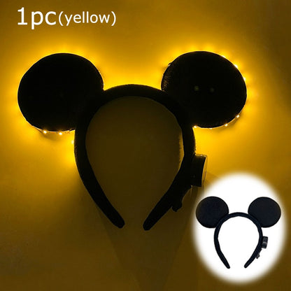 1/2pcs LED Glowing Neon Mouse Ears Headband Girls Festival Headbands Mickey Hairband Children Birthday Party Hair Accessories