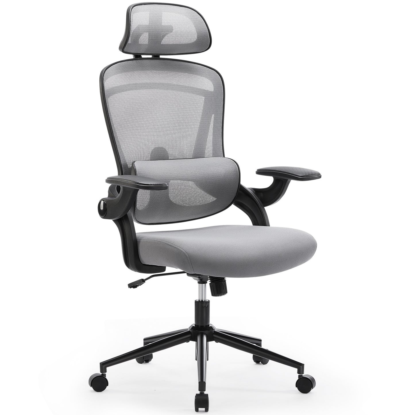 Cadeira de Escritório Ergonômica JHK com Apoio Lombar Ajustável em Mesh, Inclinação de 120°, Encosto Alto Confortável e Braços Macios Retráteis