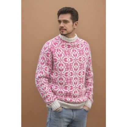 New Style Simple Retro Fresh Jacquard Sweater Loose Street Pullover Contrast Color Long Sleeve Knitted