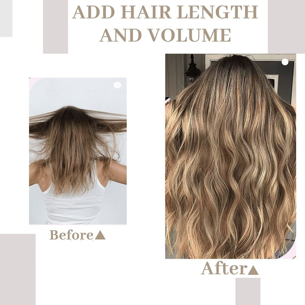 Bio Body Wave Clip in Hair Extensions 22 polegadas 4 peças/lote 220g Macio Natural Fibra Sintética Resistente ao Calor Clip in