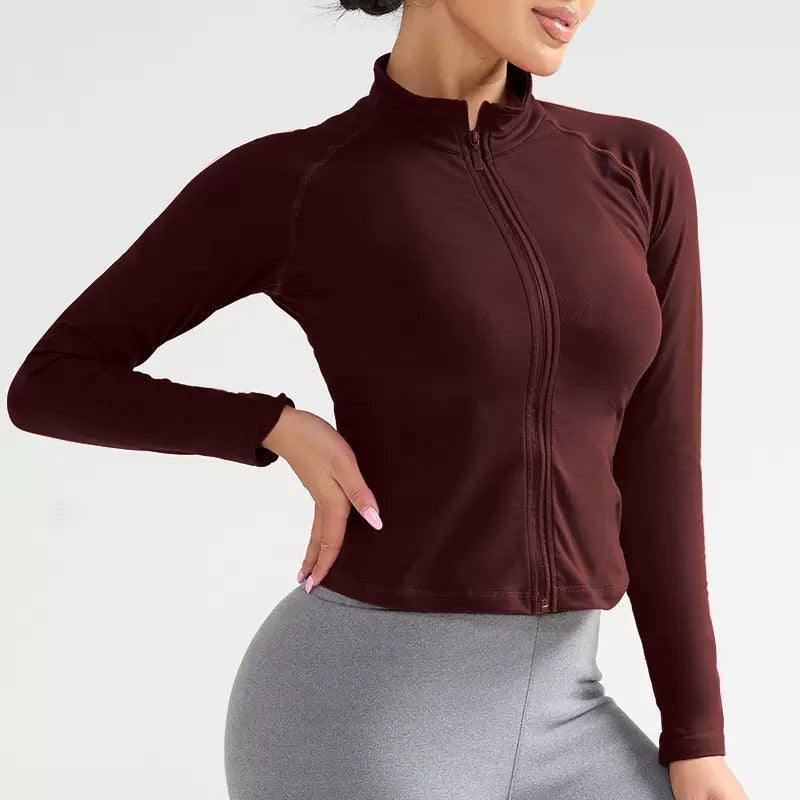 Oner Active Women's Comprehensive Training Jacket Yoga Jacket Gym Jacket Long Sleeve Zipper Tight Plastic Waistband Daily Jacket