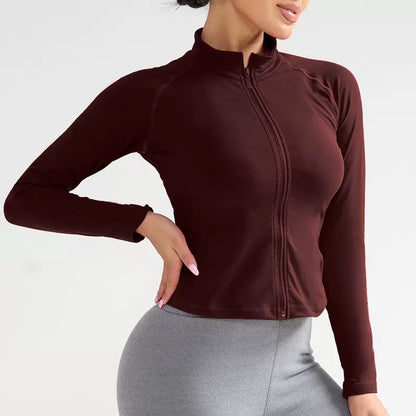 Oner Active Women's Comprehensive Training Jacket Yoga Jacket Gym Jacket Long Sleeve Zipper Tight Plastic Waistband Daily Jacket