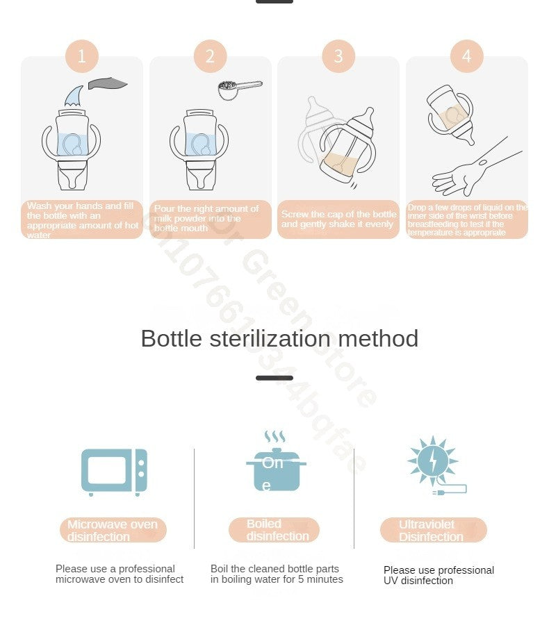 Dr.Green Wide Mouth Newborn baby bottles PPSU Washable Bottles Forward and reverse bi-directional scale inverted milk brewing