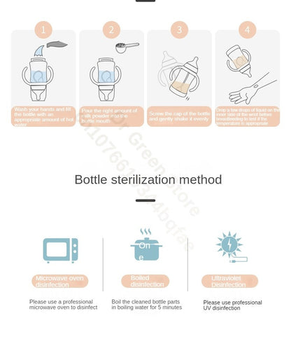 Dr.Green Wide Mouth Newborn baby bottles PPSU Washable Bottles Forward and reverse bi-directional scale inverted milk brewing