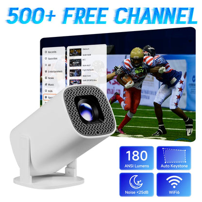HONGTOP P30PLUS Smart Mini Projectors 4K 1280 * 720P With 500+Live free Channel Support WiFi6 Home Theater Portable Projector