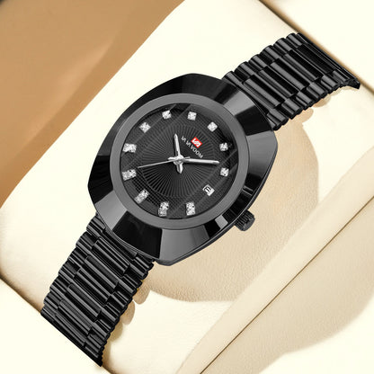 2024 New Women Oval Watch 34mm Stainless Steel Quartz Movement Brand Luxury Water Diamond Gold Black Casual Dress Banquet Watch