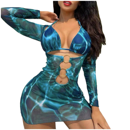 Swimwear Woman 2025 European And New 2025 Bikini Foreign Trade Swimsuit Three Piece Set Long Skirt Split Monokini ropa de mujer