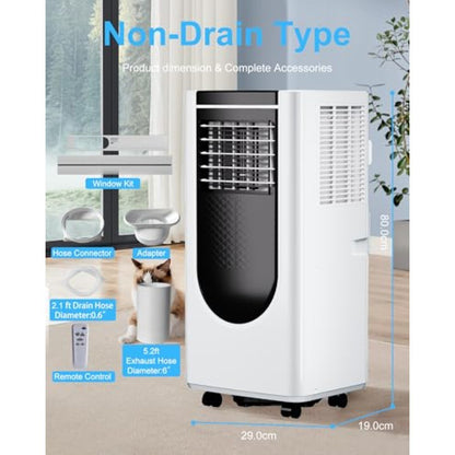 Ar-Condicionado Portátil de 8000 BTU com 4 Modos para Resfriamento Eficiente Economia de Energia Controle Remoto Timer de 24 Horas Ideal para Quartos
