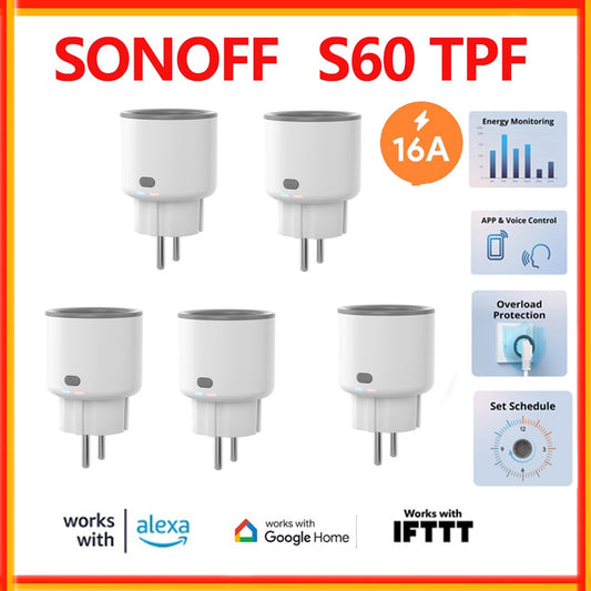 SONOFF iPlug S60 TPF Wifi Smart Plug With Energy Monitoring Schedule and Timer Smart Socket via ewelink APP Alexa Google Home