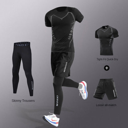 3-7Pcs Men's Ice Fiber Quick-Dry Running Fitness Full Set/Suit Tracksuit For Marathon, Training Cycling?Jogging,Gym? sweatpants