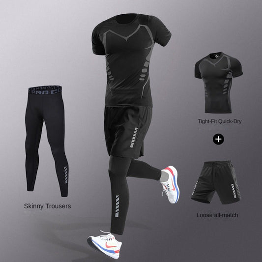 3-7Pcs Men's Ice Fiber Quick-Dry Running Fitness Full Set/Suit Tracksuit For Marathon, Training Cycling?Jogging,Gym? sweatpants
