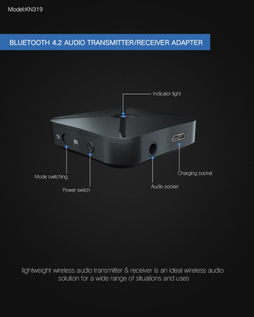 2 in 1 Bluetooth Transmitter Receiver Wireless 3.5mm AUX Stereo Bluetooth Audio Receiver Adapter  For Car TV/Home Audio Systems