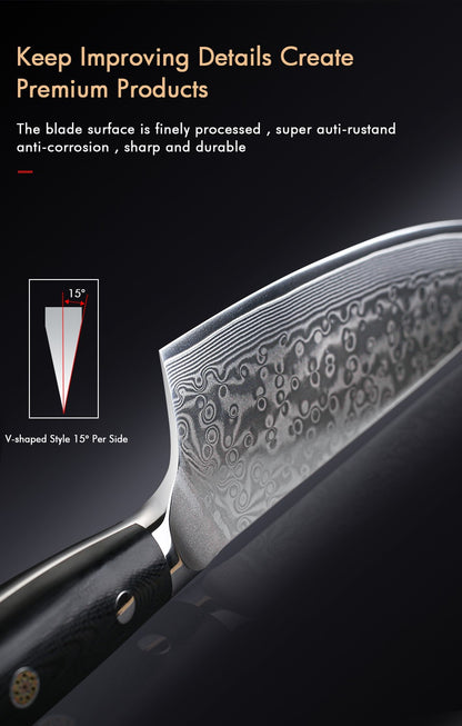 Conjunto de Facas TURWHO 1-6 Peças Aço Damasco 67 Camadas Facas de Cozinha Santoku Faca de Chef Faca Multiuso Para Pão Ferramentas de Cozinha