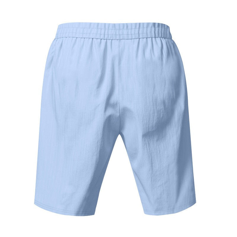 New Men's Cotton Linen Shorts Pants Male Summer Breathable Solid Color Linen Trousers Beach Shorts Fitness Streetwear