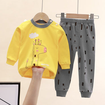 Autumn Kids Cartoon Pajama Sets Spring Girls Boys Print Sleepwear Suits Baby Long Sleeve T-Shirt+Pants 2Pcs Outfits Clothes 0-8Y