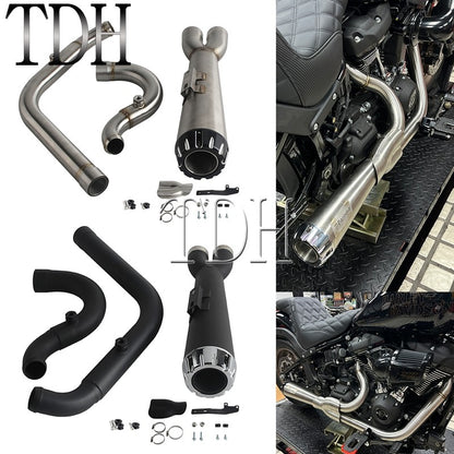 Motorcycle Exhaust Muffle Middle Link Pipe Mid-control Exhaust System For Harley Softail Street Bob Standard FXST FXBBS FXBB 18+