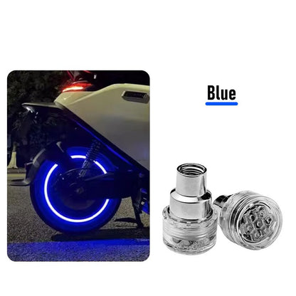 Luz Fluorescente LED para Roda de Motocicleta e Bicicleta, Tampa de Válvula de Pneu, Decoração Neon, Acessórios de Modificação para Carro Elétrico e Moto