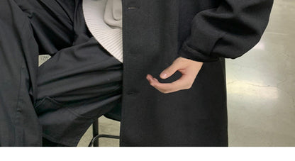 Blends Men X-long Autumn Winter Korean Style Trendy Loose Overcoats Solid Handsome All-match College Harajuku Clothing Mid-calf