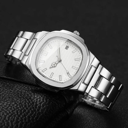 Fashion Square Men Business Watches Stainless Steel Strap Calendar Quartz Wristwatch Mens Clock Reloj Hombre?Without Box?