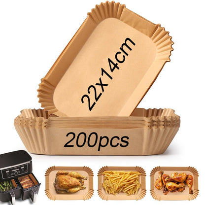Papel para Fritadeira de Ar de Zona Dupla, 100un 22x14 cm, Papel Antiaderente Descartável para Fritadeira de Ar Cecotec/Masterpro/Ninja AF300EU/AF400EU